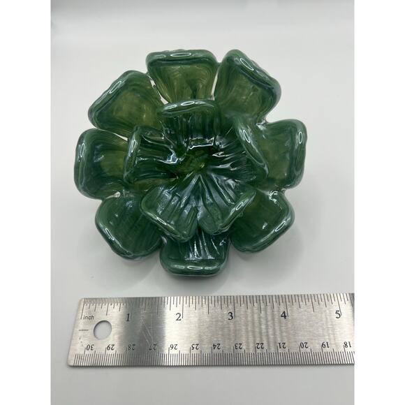 Vintage Green Art Glass Floral Sculpture Decorative Display Piece - Picture 7 of 13